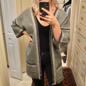 80s Hand Woven Grey Wool Cardigan